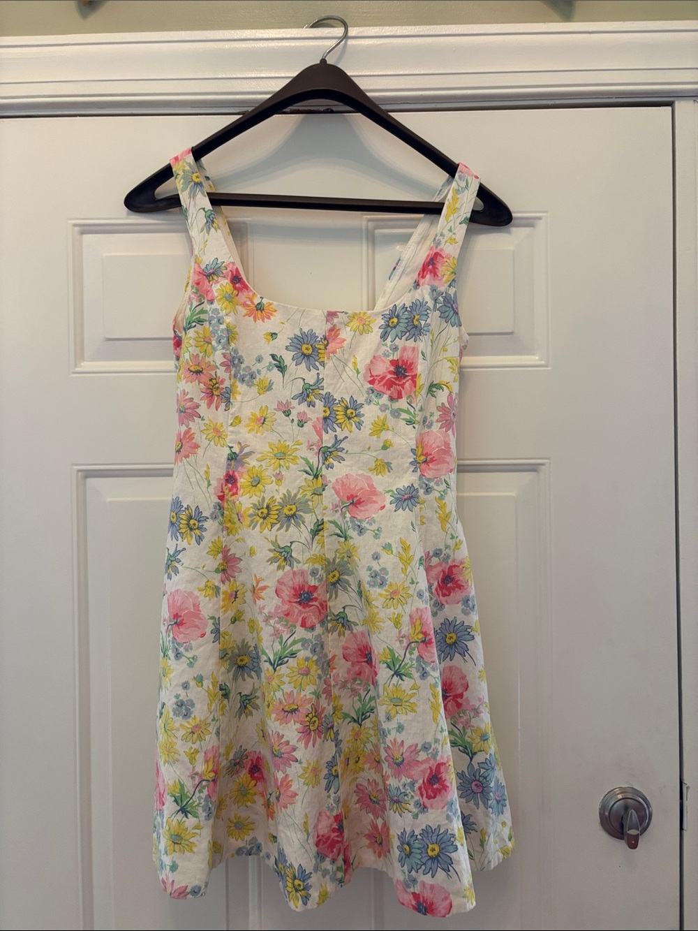 GAP White Floral Sundress with Pink, Yellow & Blue Blooms